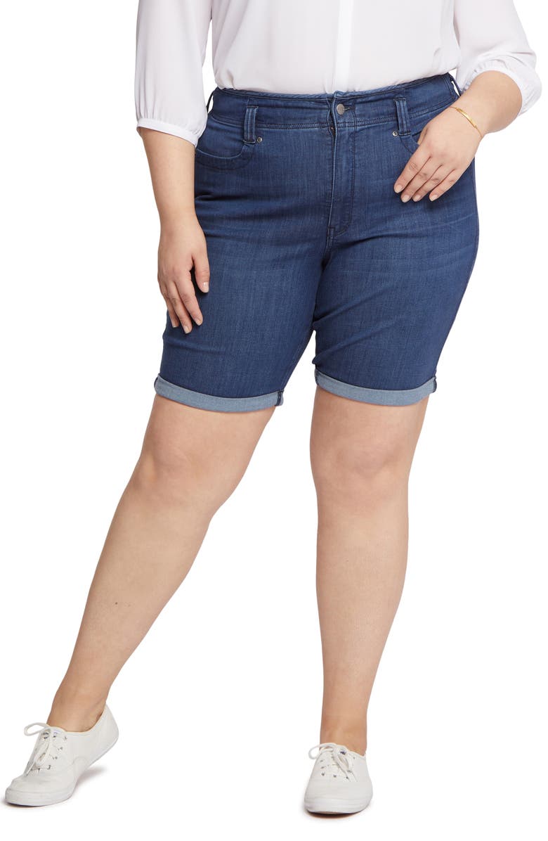 NYDJ Ella Roll Cuff High Waist Denim Shorts, Main, color, Dazzling