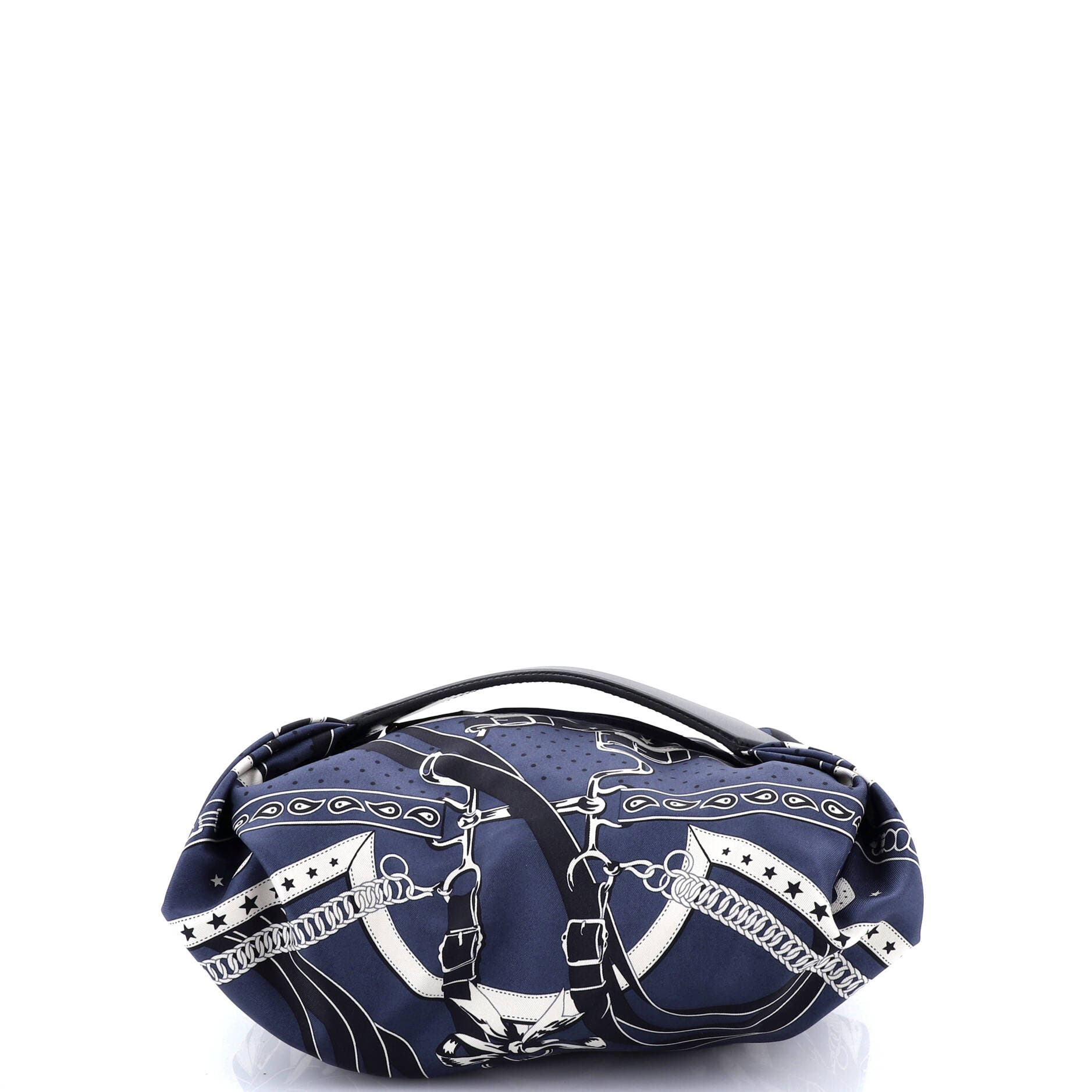 Pre-Owned Hermes Balusoie Bag Printed Silk and Leather, Main, color, Blue