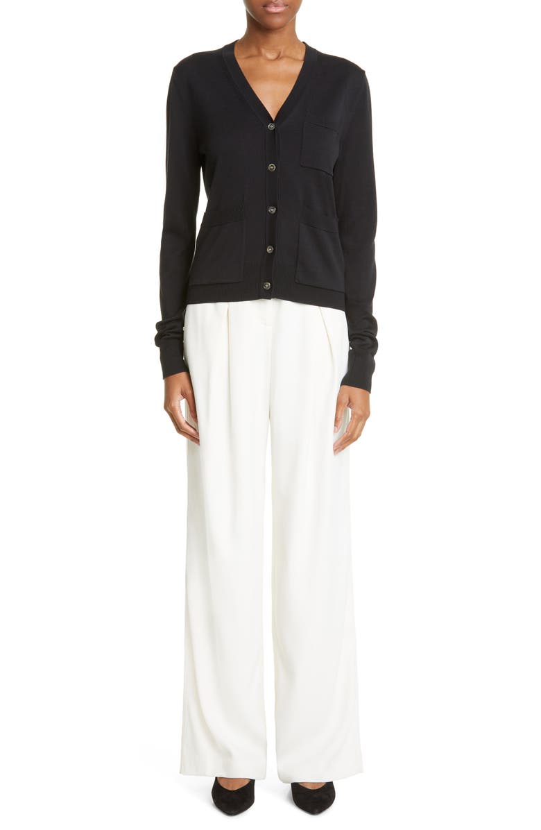 CO Patch Pocket V-Neck Silk Cardigan, Alternate, color, 