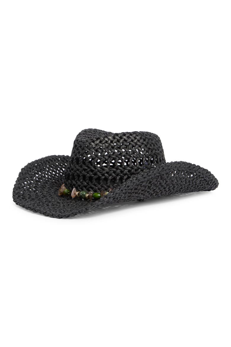 Lei Beaded Western Hat, Main, color, BLACK