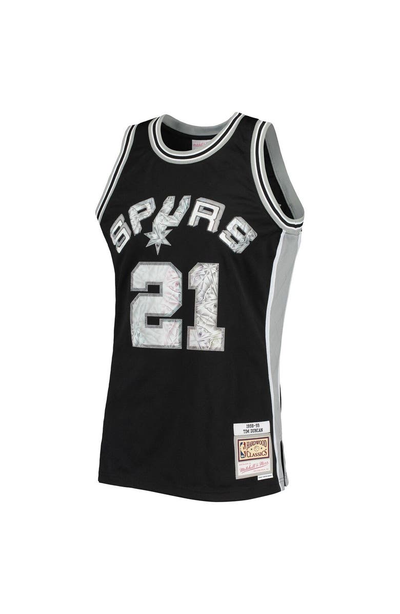 Mitchell & Ness Men's Mitchell & Ness Tim Duncan Black San Antonio Spurs 1998/99 Hardwood Classics NBA 75th Anniversary Diamond Swingman Jersey, Alternate, color,