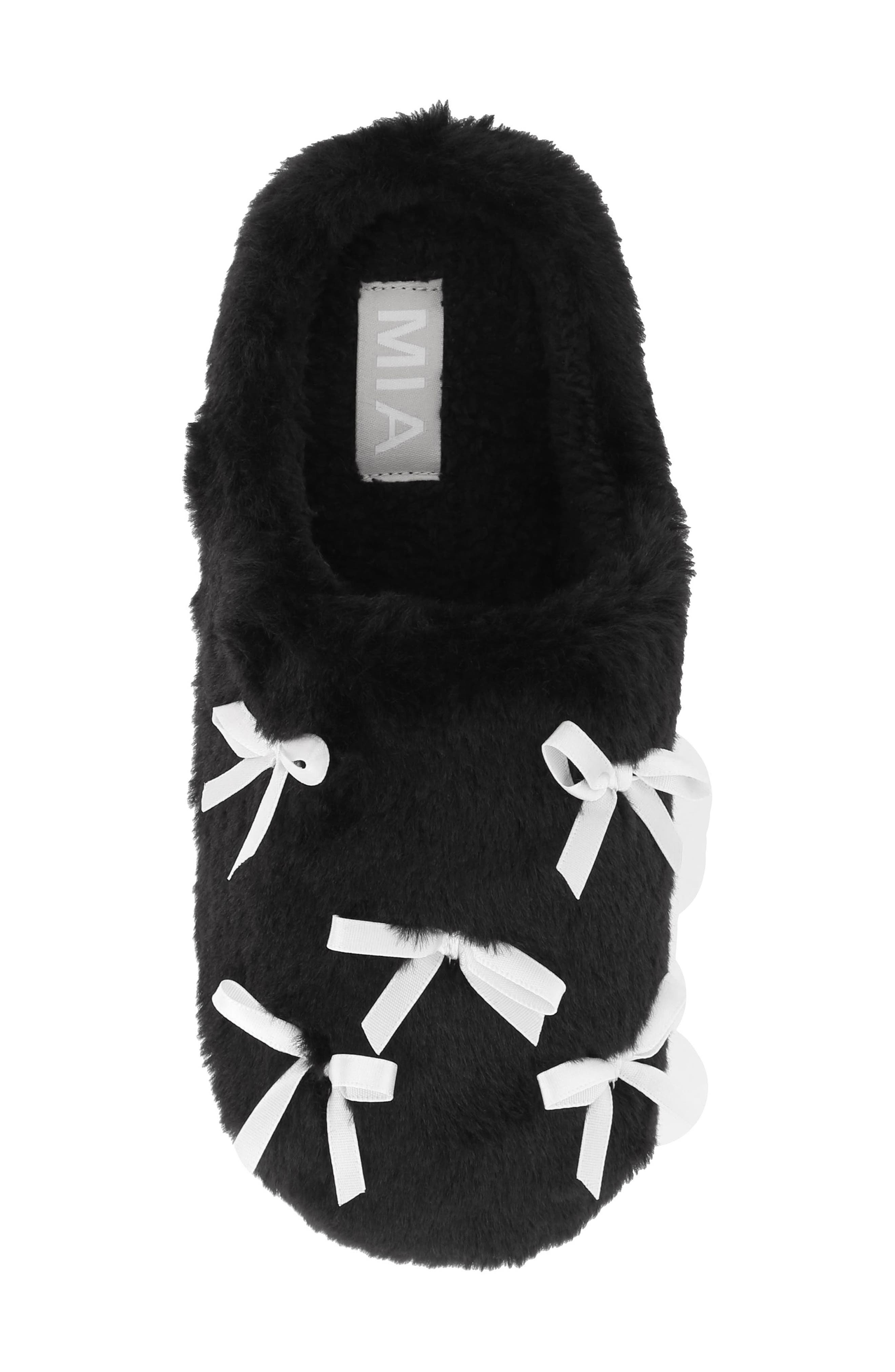 Cozi Slipper, Alternate, color, BLACK 3D MINI BOW