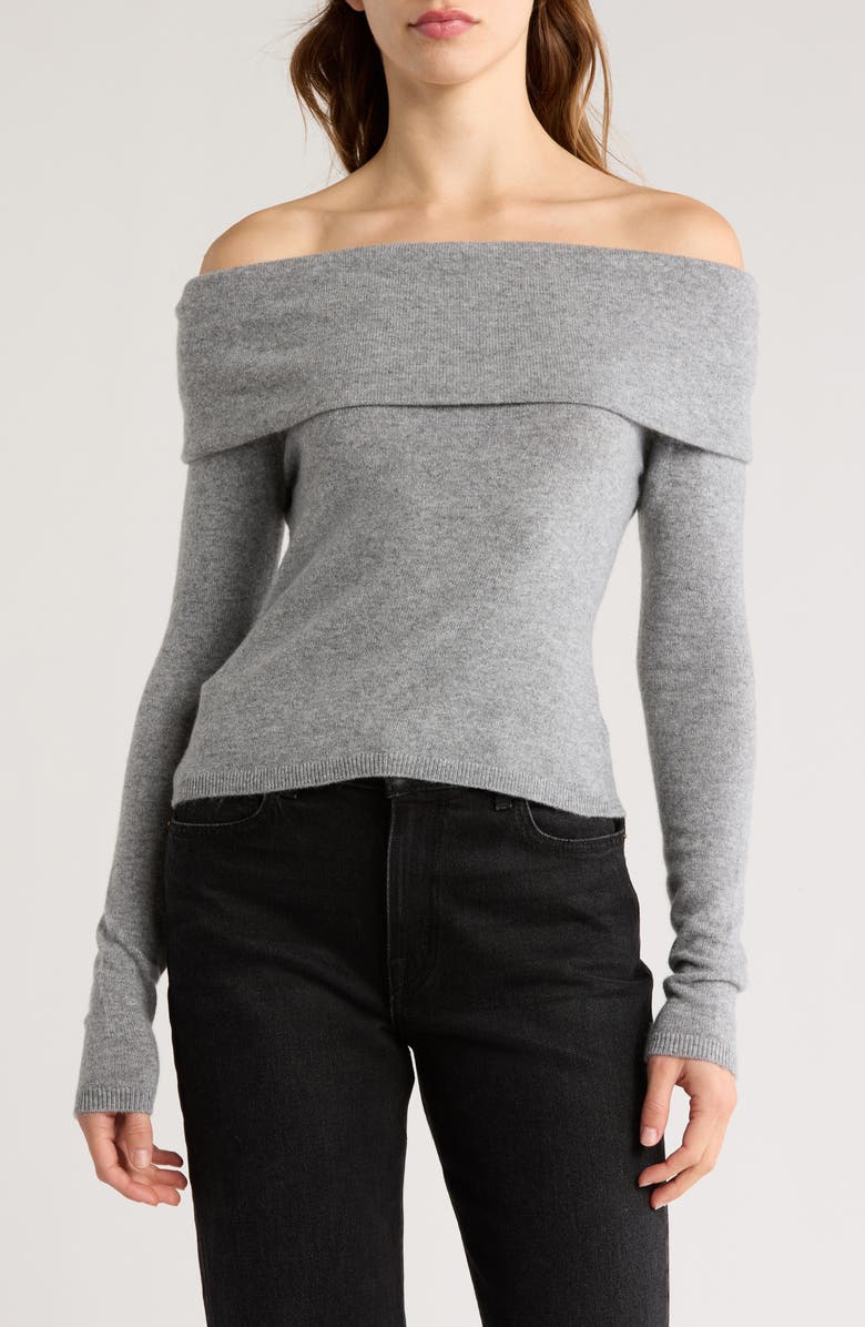 Alice + Olivia Coretta Off the Shoulder Cashmere Blend Sweater, Main, color, 