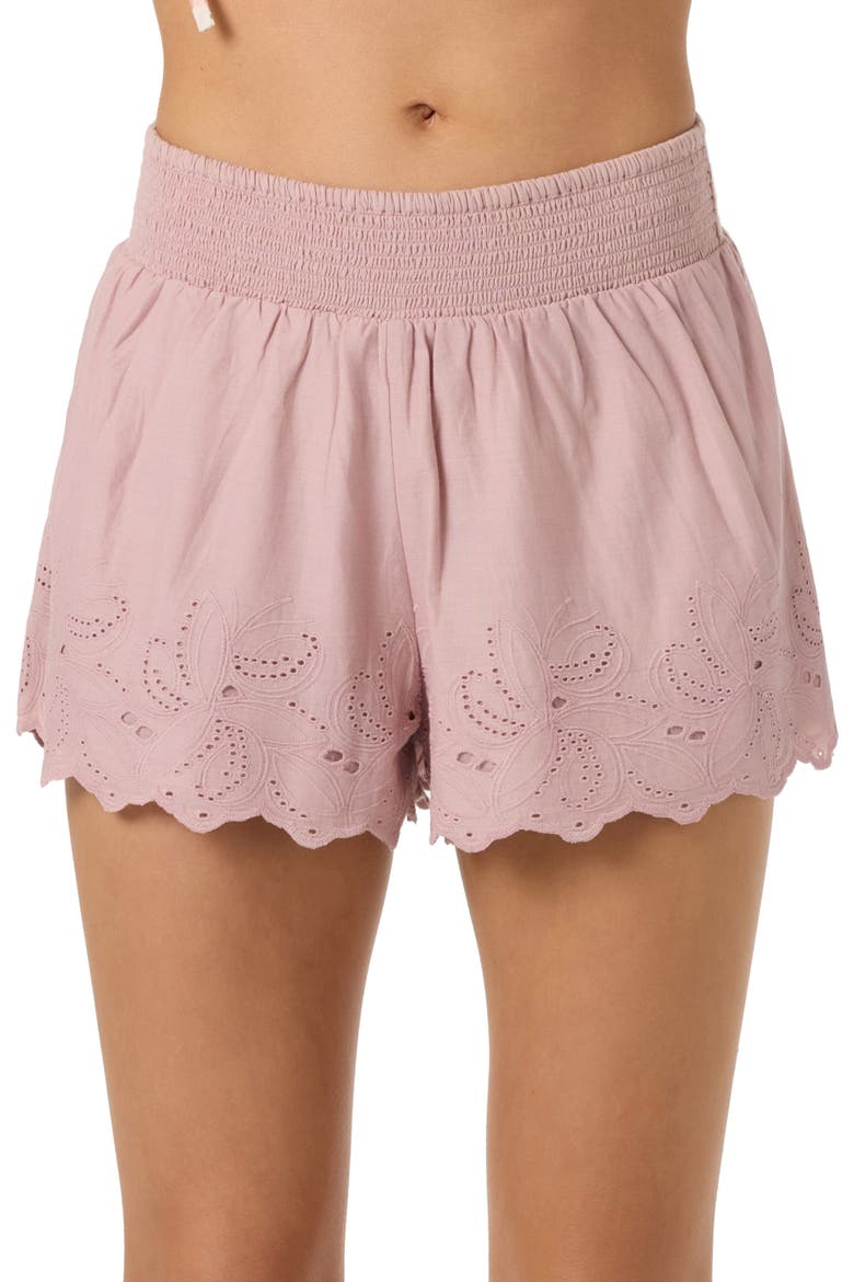 Annalee Eyelet Waist Shorts, Main, color, ORCHID
