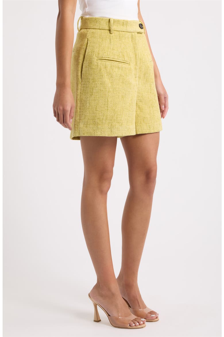 High Waist Tweed Shorts, Alternate, color, CHARTREUSE