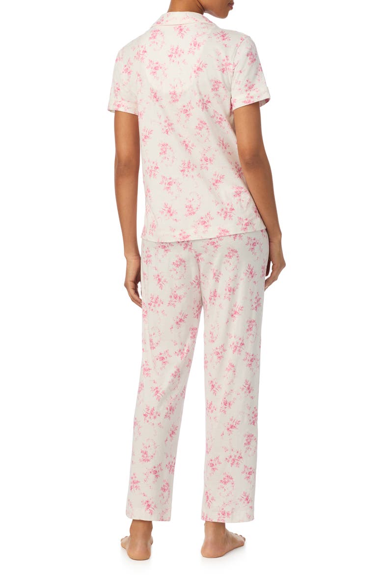 Print Cotton Blend Ankle Length Pajamas, Alternate, color, IVORY FLORAL