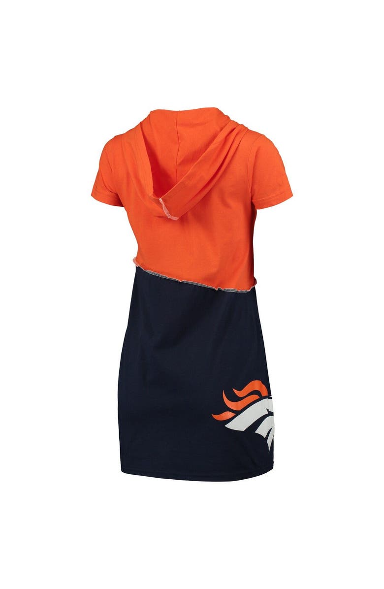 REFRIED APPAREL Women's Refried Apparel Orange/Navy Denver Broncos Sustainable Hooded Mini Dress, Alternate, color, 