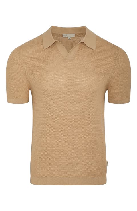 Johnny Collar Cotton Textured Knit Polo