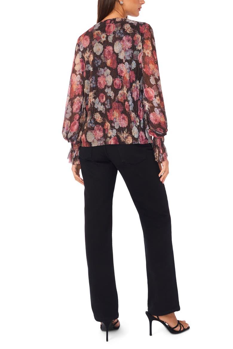 Metallic Balloon Sleeve Top, Alternate, color, RICH BLACK