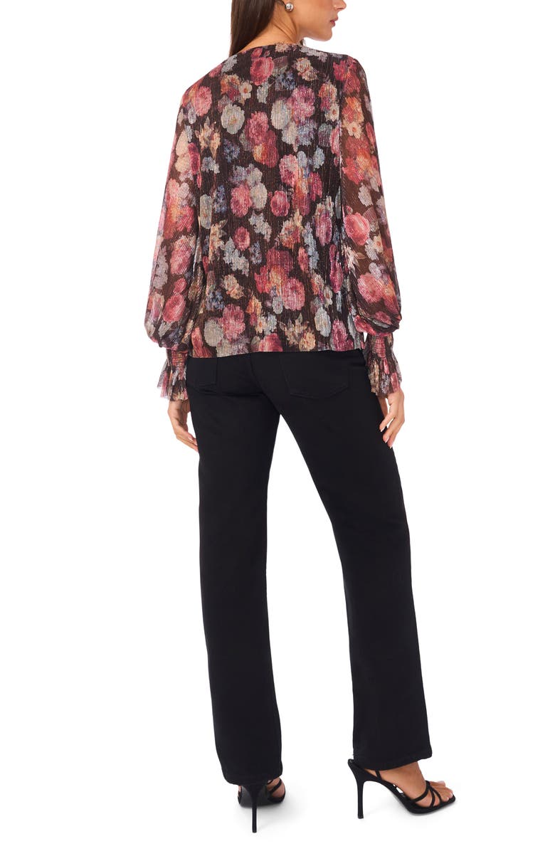 Vince Camuto Metallic Balloon Sleeve Top, Alternate, color, Rich Black