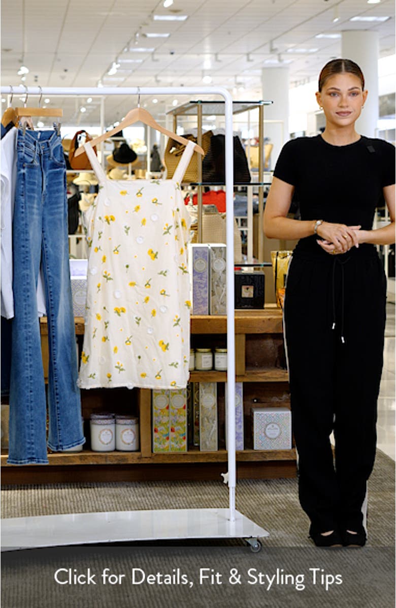 Floral Ditsy Print Embroidered Cotton Minidress, sales video thumbnail