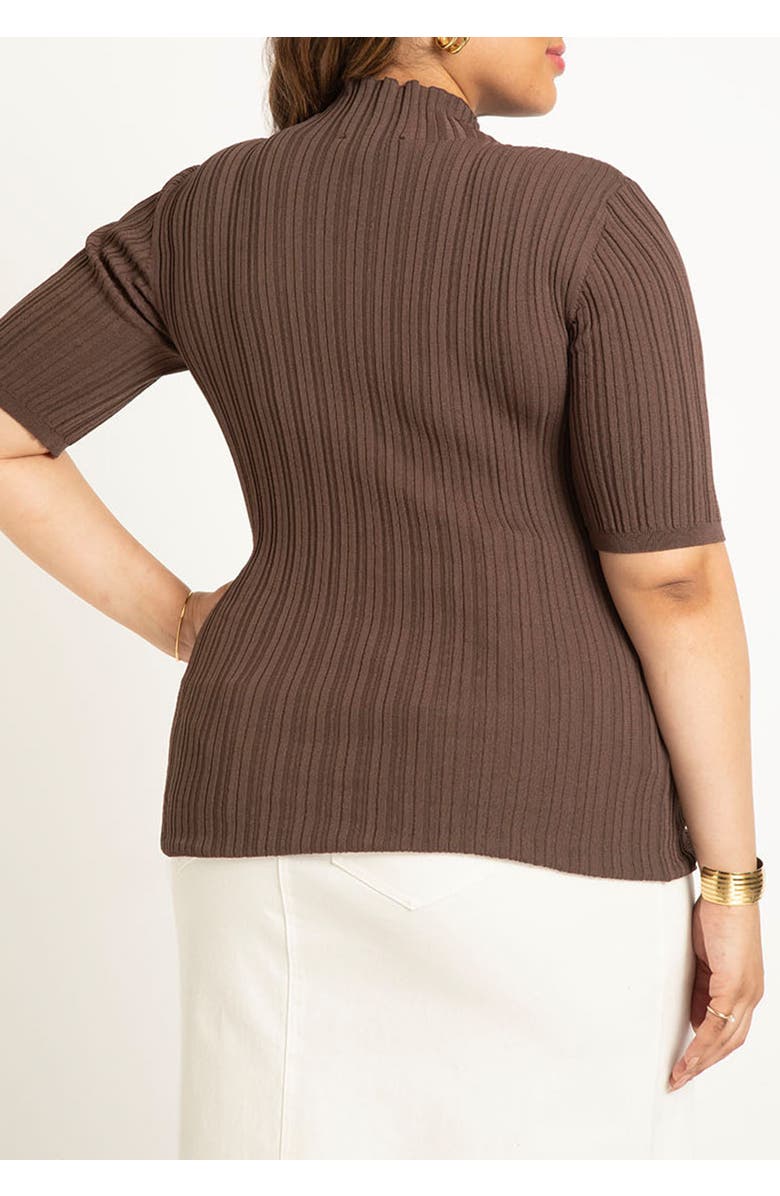 ELOQUII Sleek Funnel Neck Elbow Sleeve Sweater, Alternate, color, Naval Blue