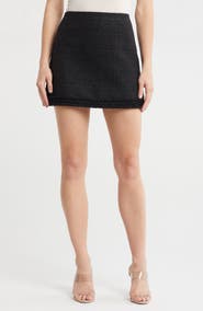 Alice + Olivia Riley Fringe Edge Tweed Miniskirt