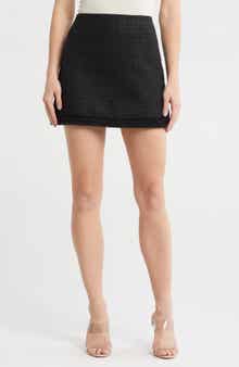 Alice + Olivia Riley Fringe Edge Tweed Miniskirt