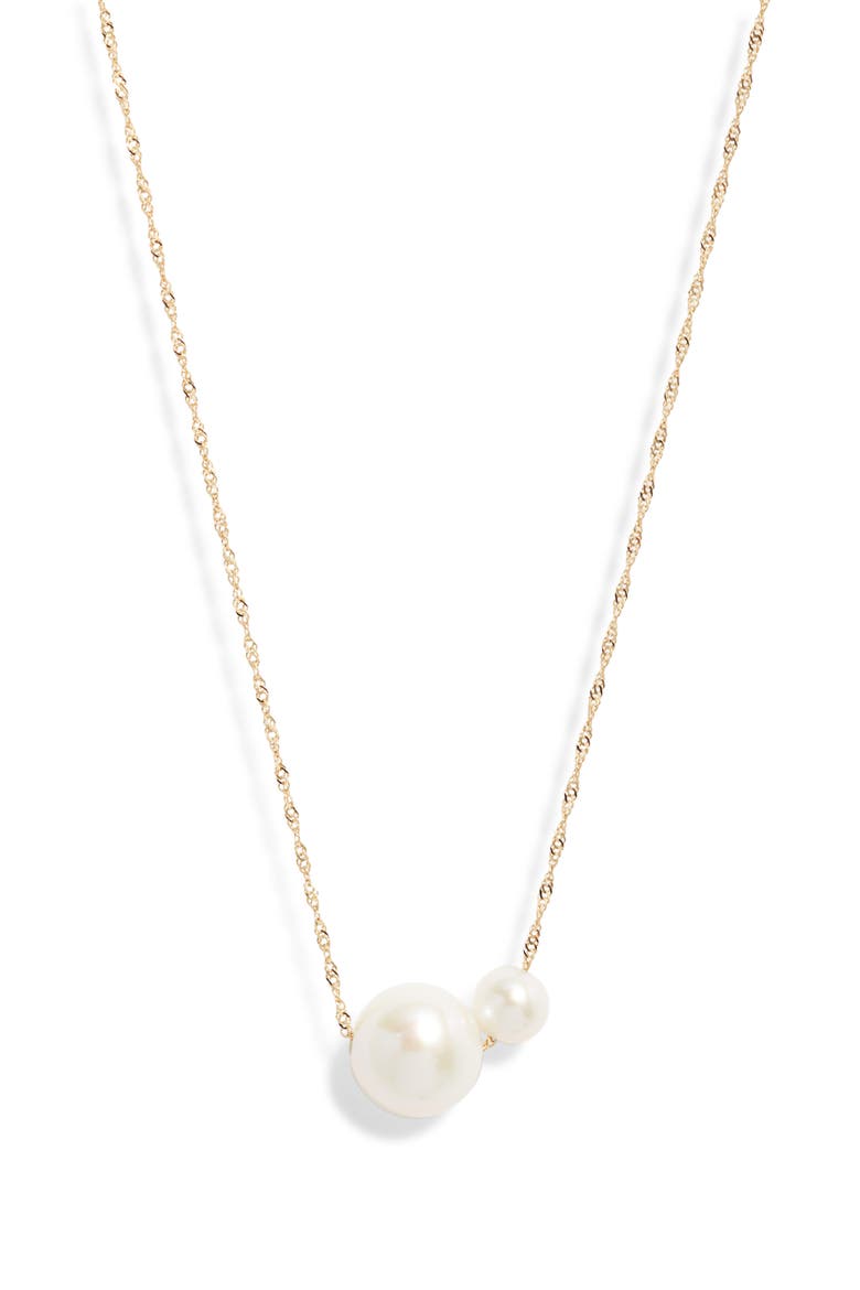 Freshwater Pearl Necklace, Main, color, WHITE- 14K YELLOW GOLD