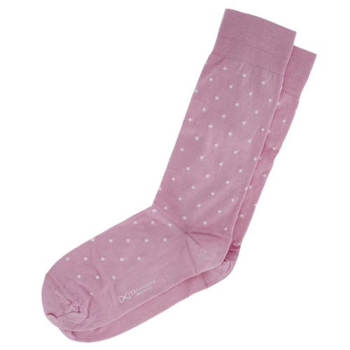 Trafalgar Leo Polka Dot Mercerized Cotton Mid-calf Socks In Pink With White Dots