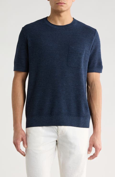 Salthill Short Sleeve Cotton & Linen Piqué Sweater