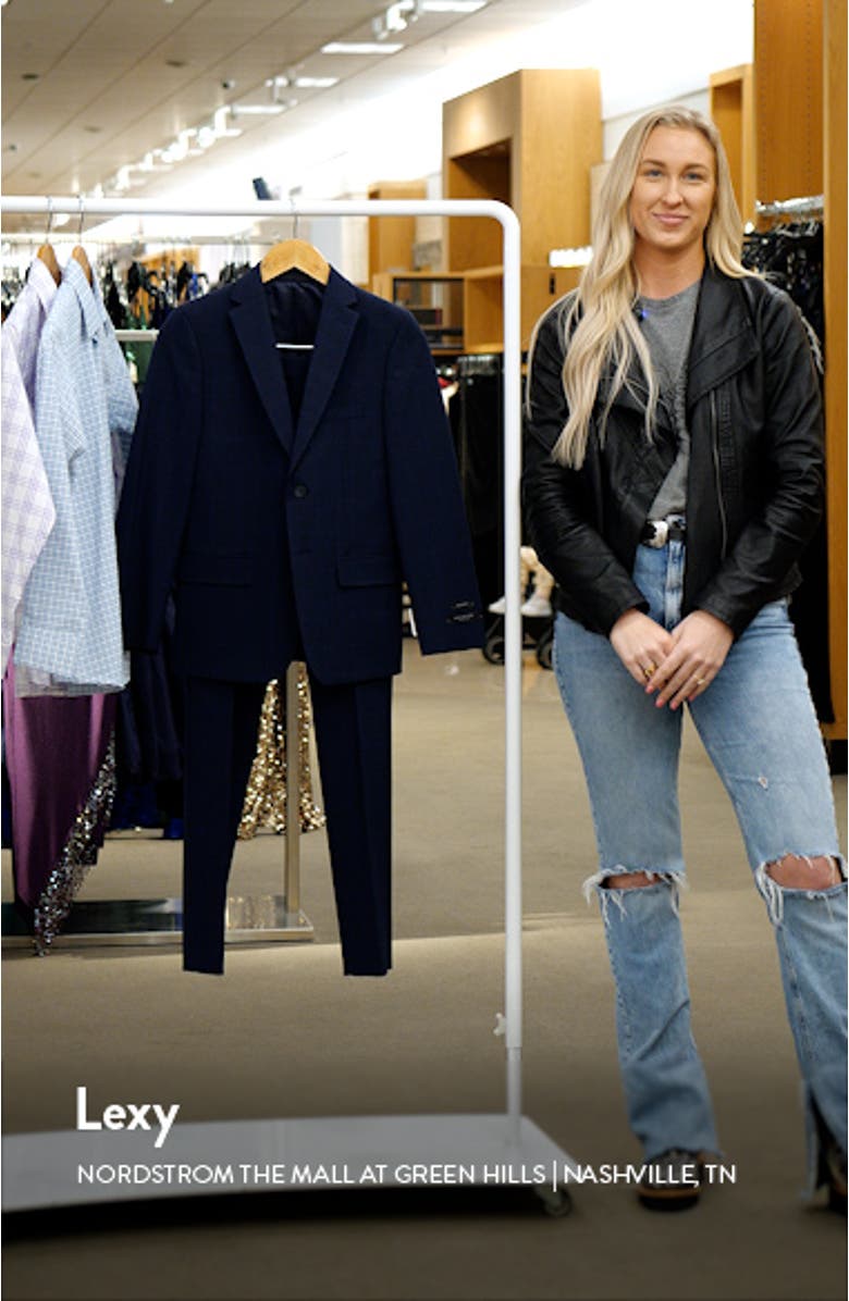 Kids' Blue Plaid Skinny Suit, sales video thumbnail