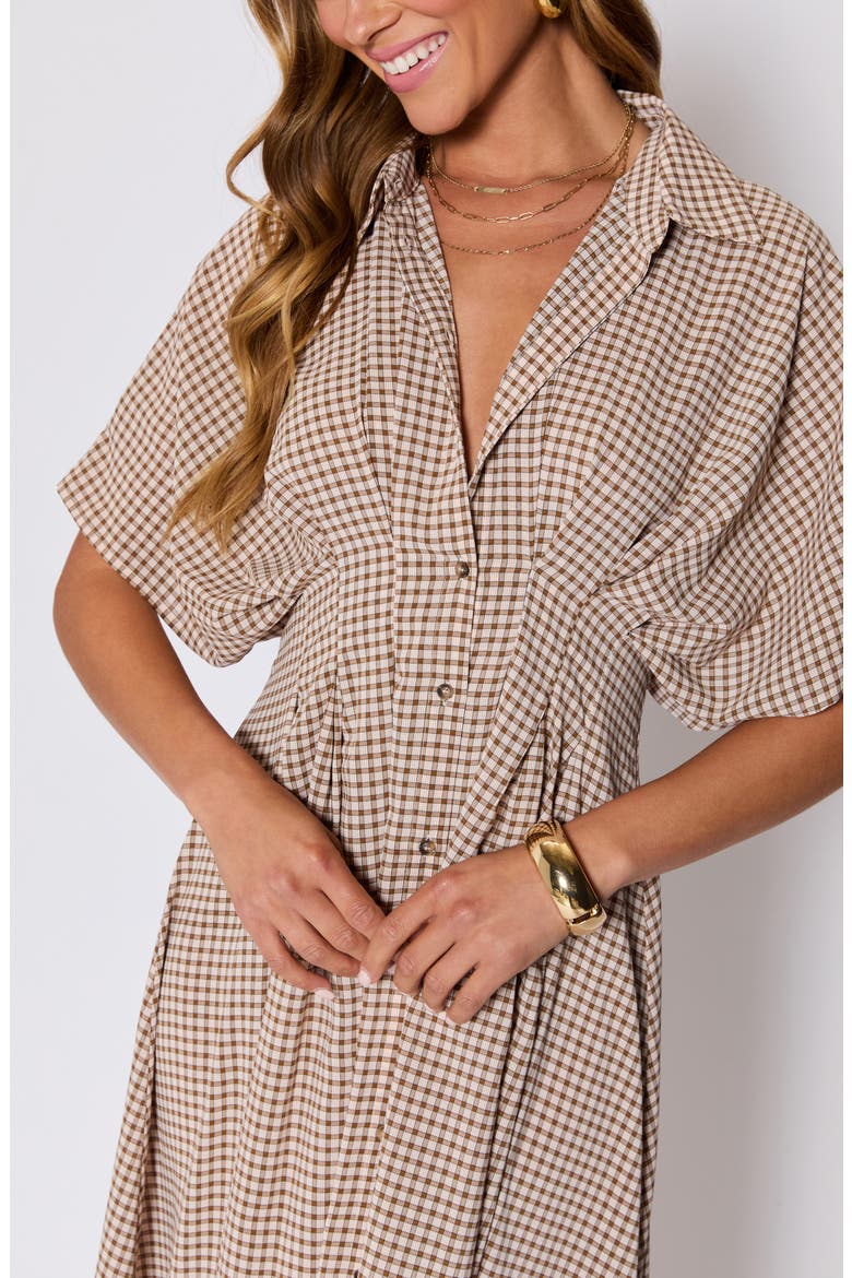 Jessica Gingham Shirtdress (Nordstrom Exclusive), Alternate, color, BROWN/ CREAM