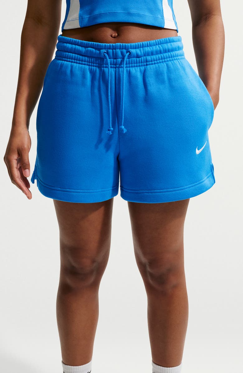 Nike Sportswear Phoenix Fleece Mid-Rise 4-Inch Shorts, Alternate, color, Light Photo Blue/ Sail