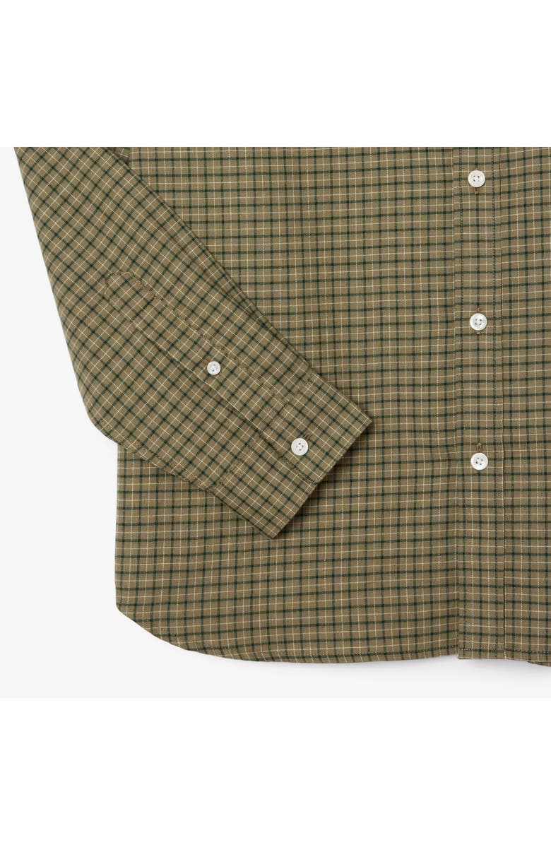 Lacoste Regular Fit Plaid Flannel Button-Up Shirt, Alternate, color, Olive/ Tisane