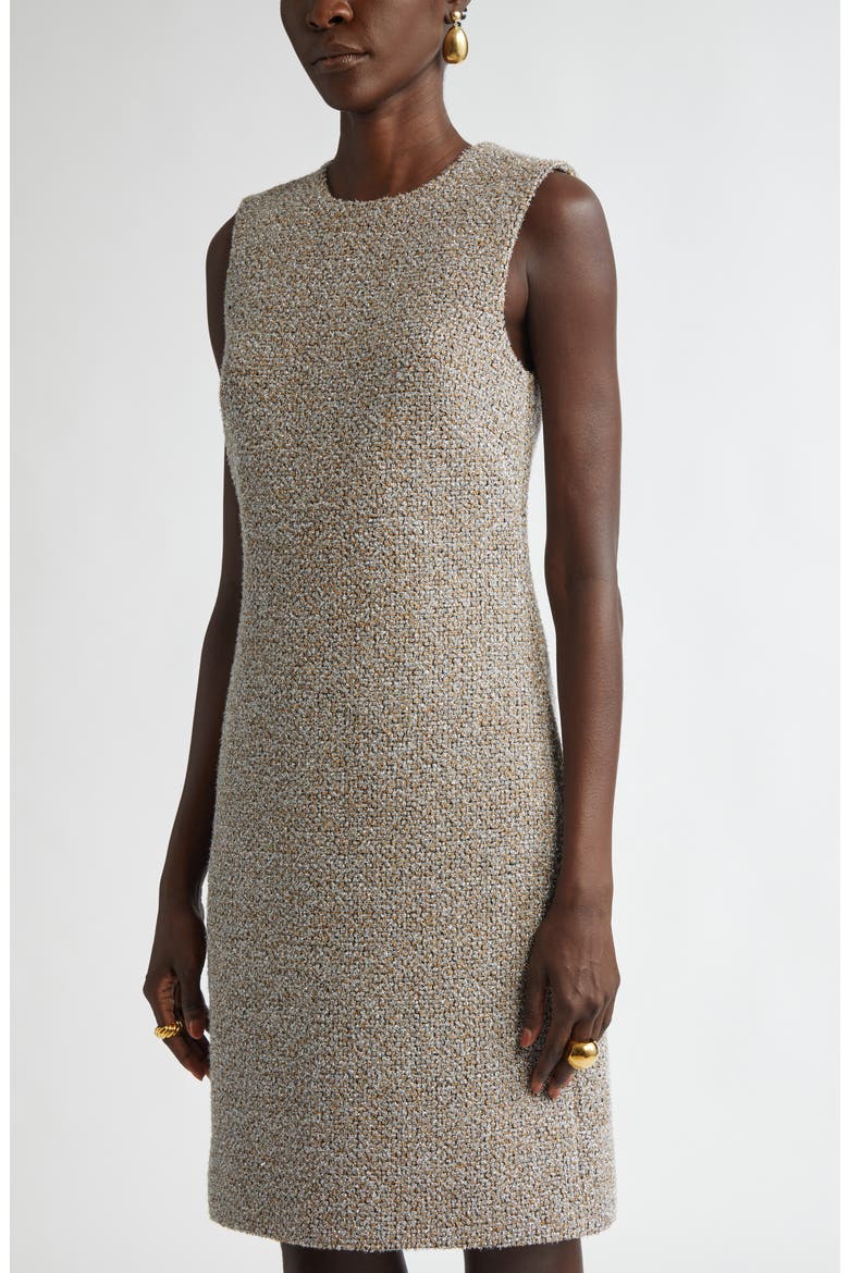Metallic Eyelash Tweed Dress, Alternate, color, SHADOW/ SILVER/ KHAKI MULTI