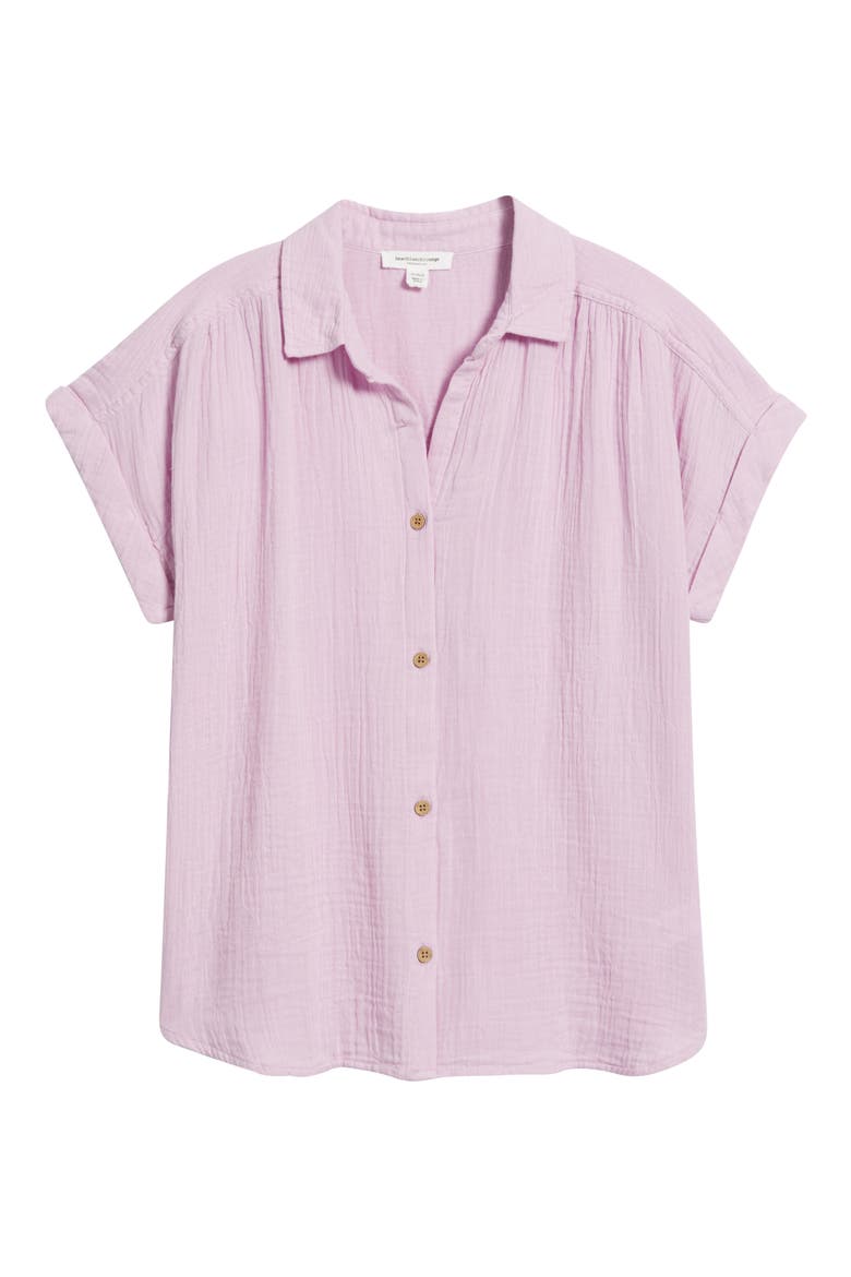Dawson Short Sleeve Cotton Button-Up Shirt, Alternate, color, LILAC PINK