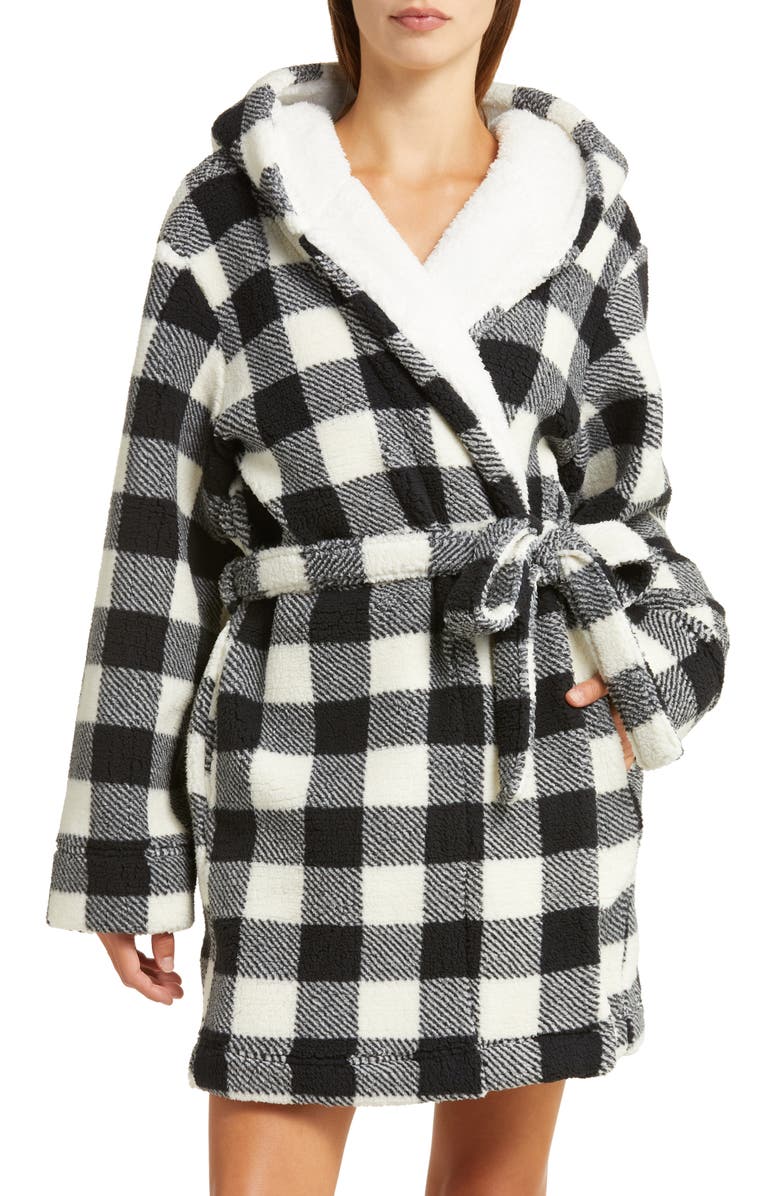 Honeydew Layer Up Robe, Main, color, Blacknwhitecheck