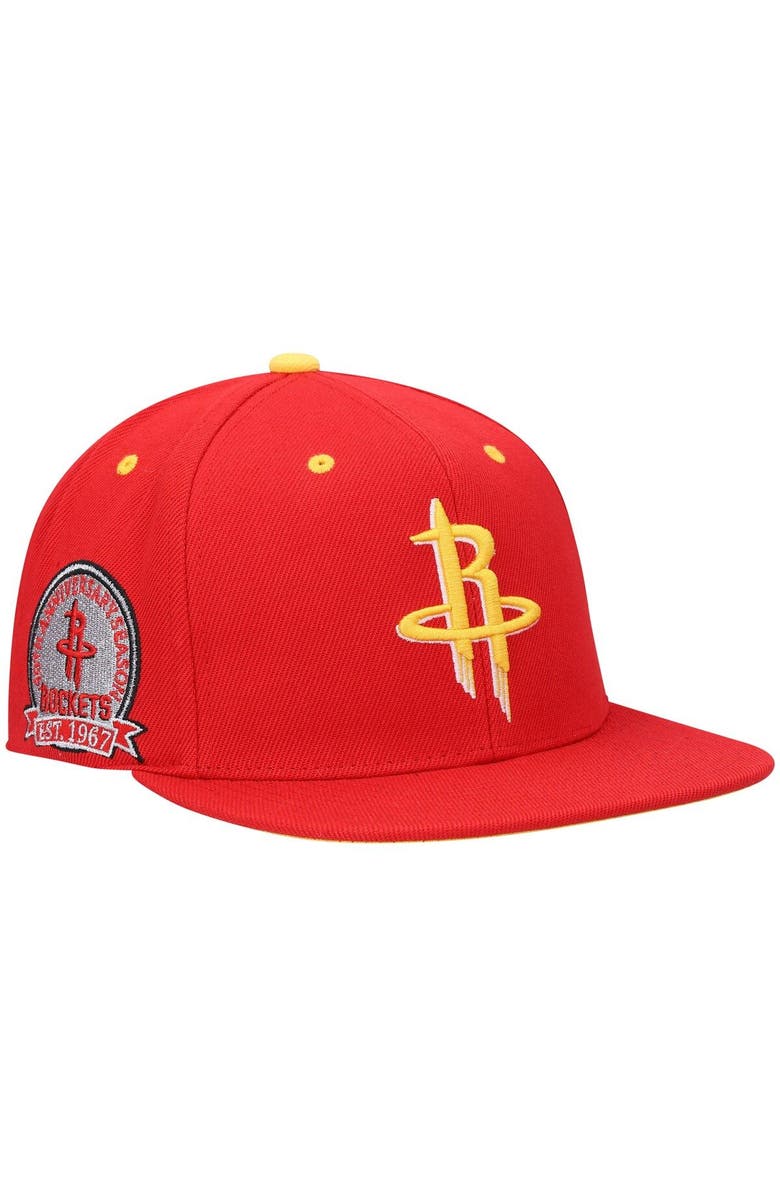Mitchell & Ness Men's Mitchell & Ness Red Houston Rockets 40th Anniversary Color Flip Snapback Hat, Main, color, 