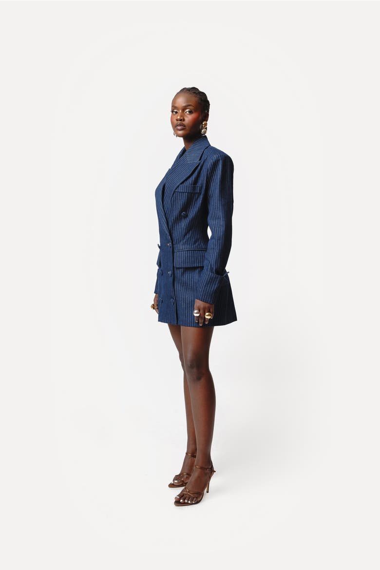 Nyla Blazer Dress, Alternate, color, Denim