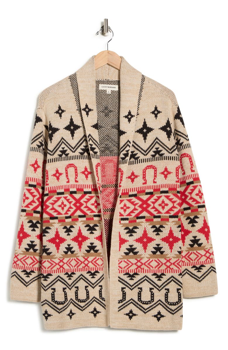 Lucky Brand Horseshoe Cardigan, Alternate, color, Oatmeal