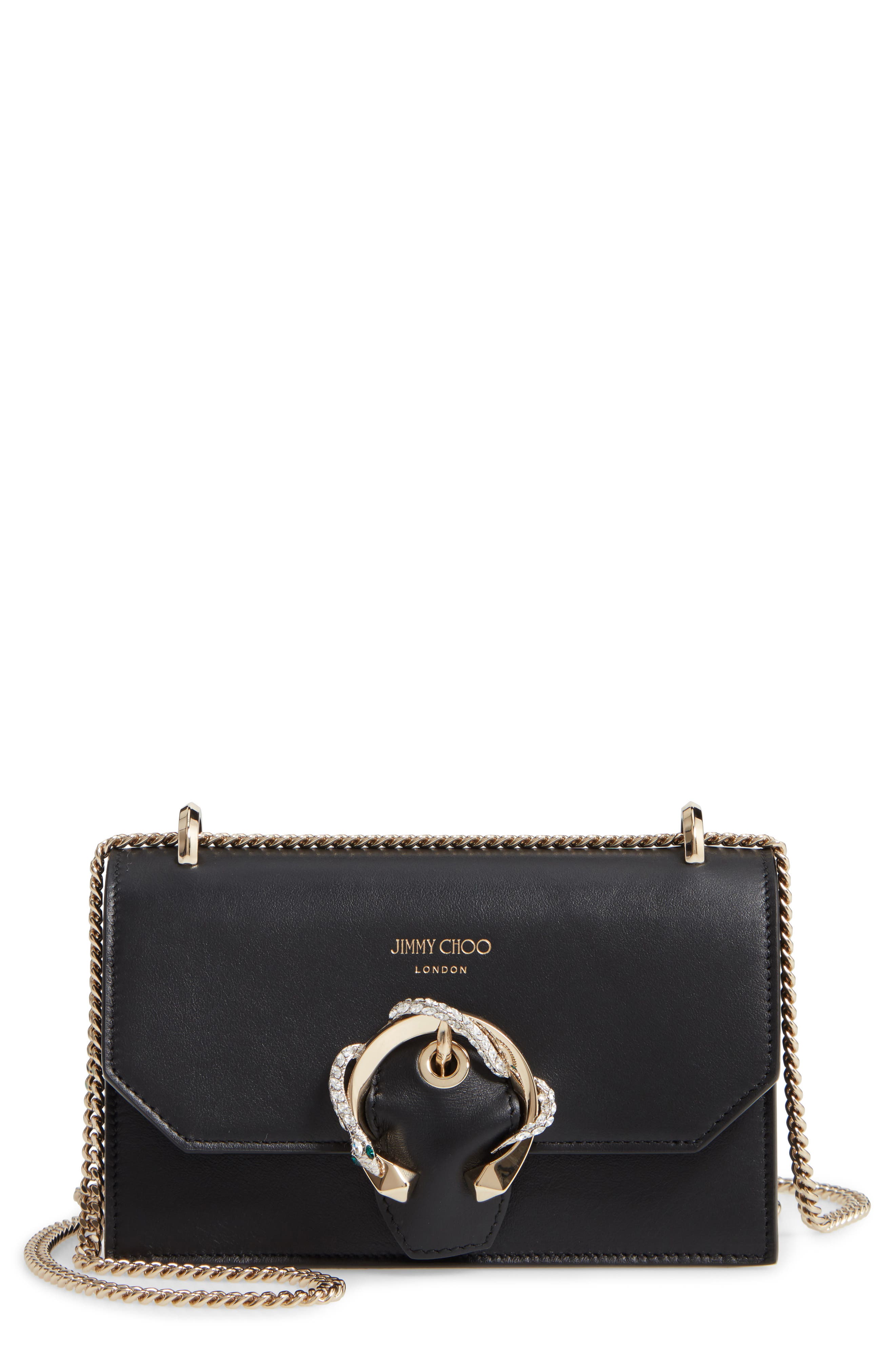 Jimmy Choo Paris Leather Shoulder Bag, Main, color, 