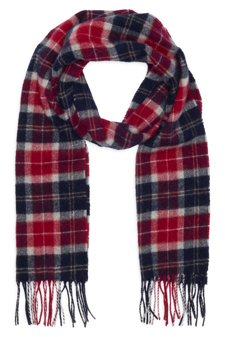 Tartan Lambswool Scarf, Main, color, CRANBERRY TARTAN