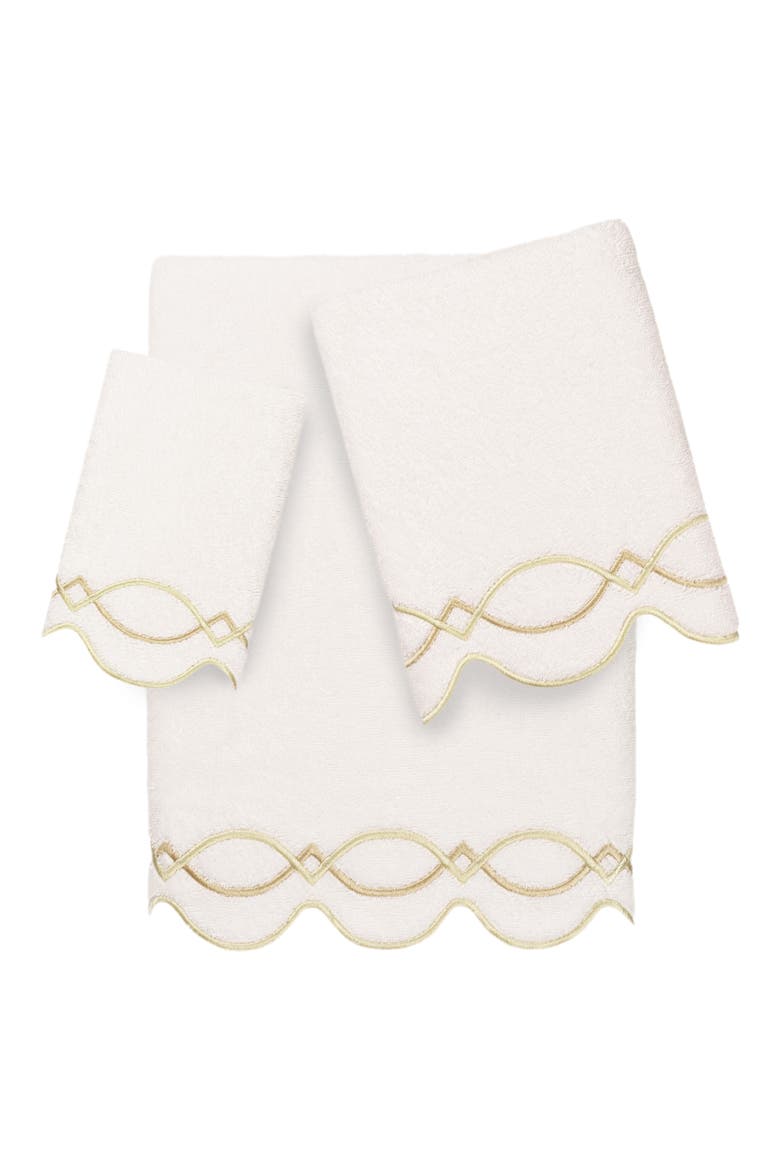 Diamond Chain Scallop 3-Piece Towel Set, Main, color, WHITE/ BEIGE