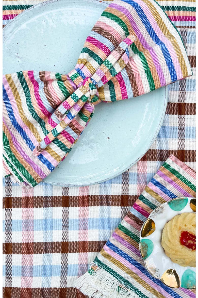 Handwoven Classic Plaid Cotton Placemats, Set of 4, Alternate, color, Brown