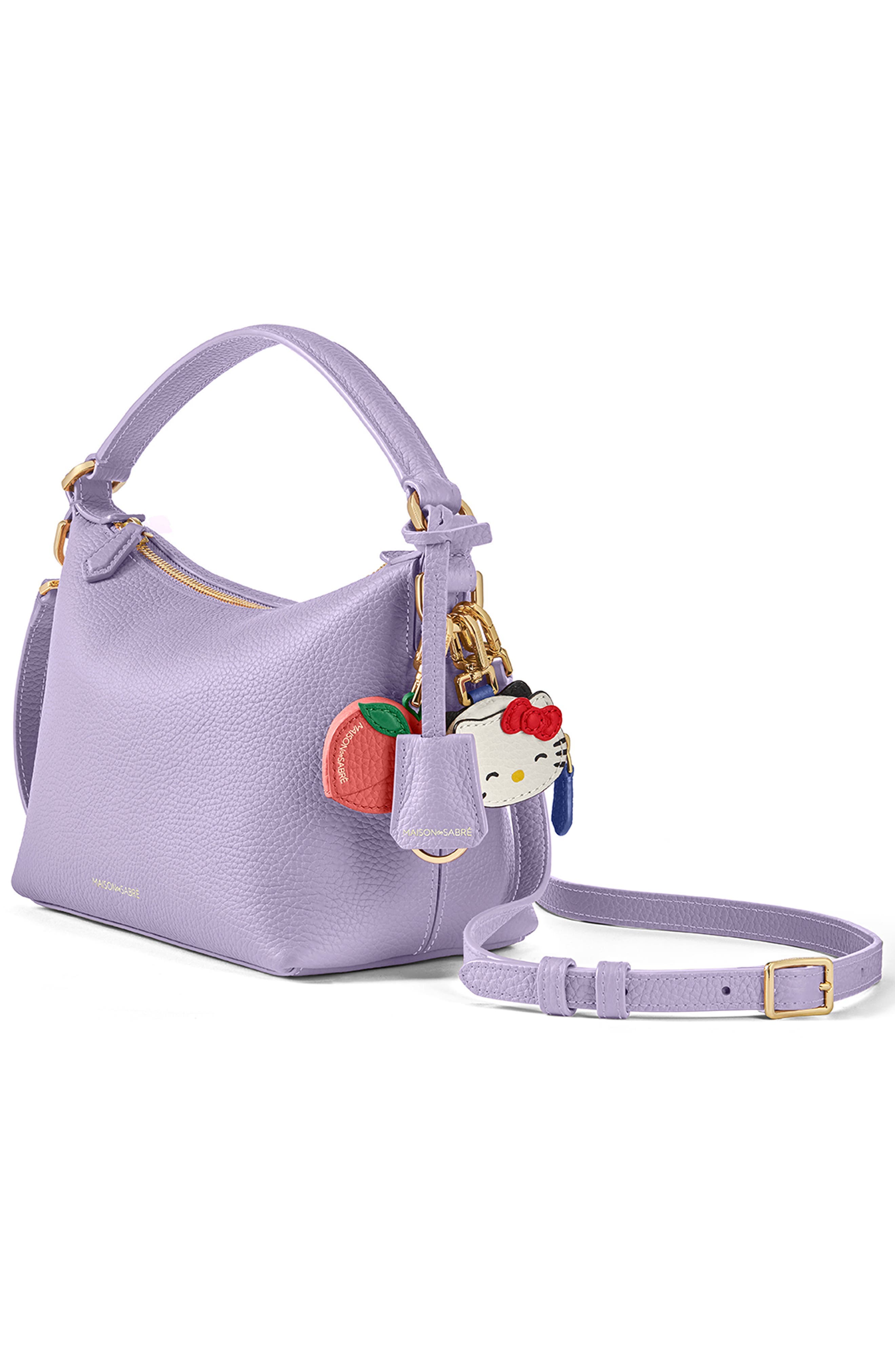 Small Leather Soft Hobo, Alternate, color, Lavender Purple