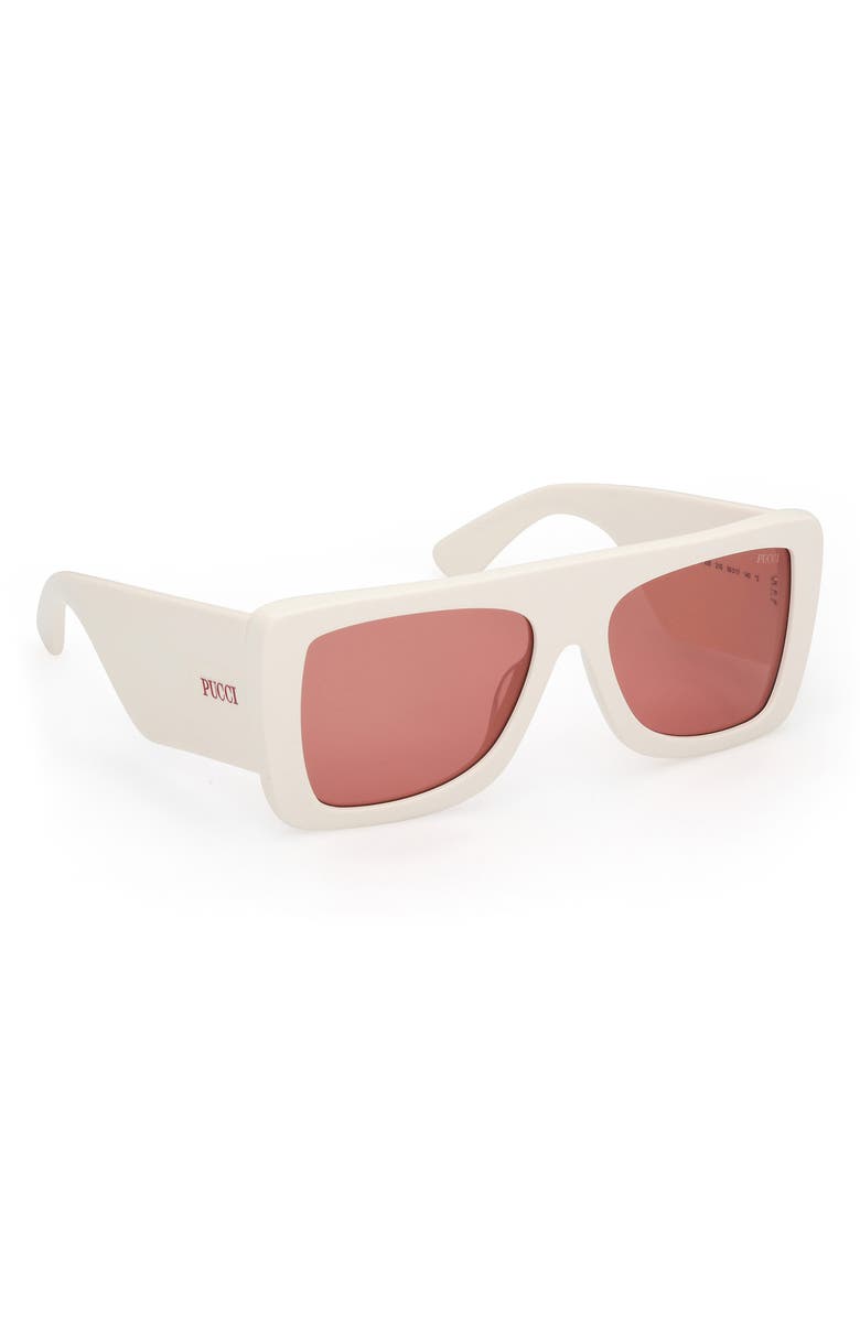 Emilio Pucci 56mm Square Sunglasses, Alternate, color, White / Bordeaux