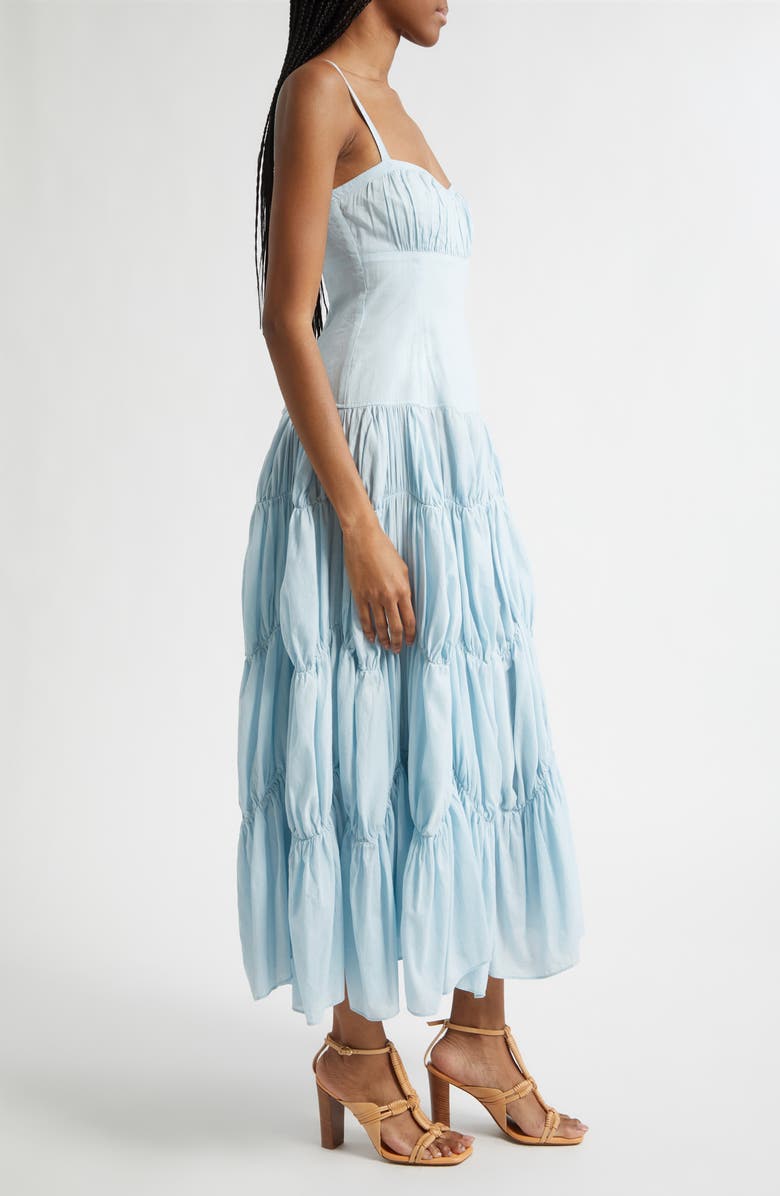 Ulla Johnson Emmalina Sweetheart Neck Tiered Midi Dress, Alternate, color, Adriatic