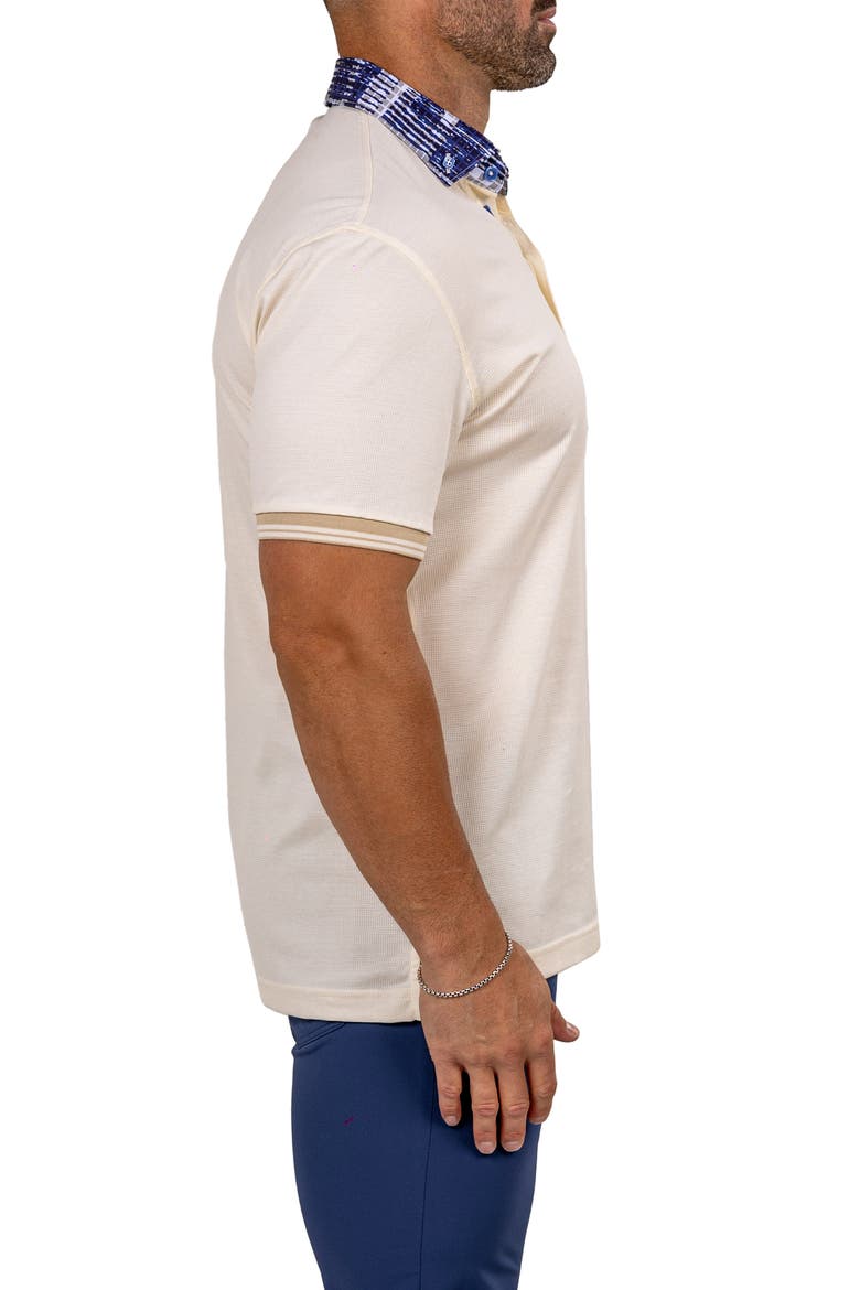 Marthyr Textured Contrast Collar Cotton Polo, Alternate, color, BEIGE