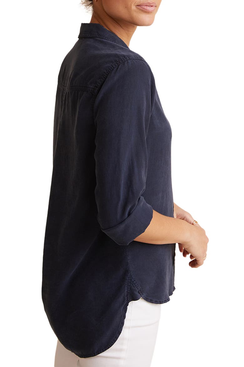 Shirttail Button-Up Shirt, Alternate, color, ENDLESS SEA