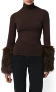 Apparis Pluche™ Faux Fur Cuff Turtleneck Sweater
