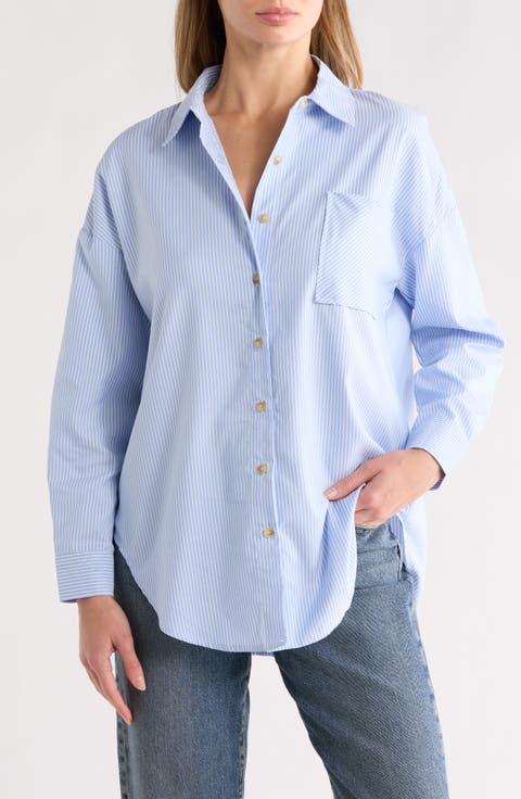 Oversize Stripe Button-Up Shirt