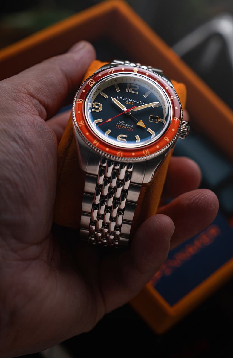 SPINNAKER Fleuss GMT Automatic Bracelet Watch, 43mm, Alternate, color, Blue