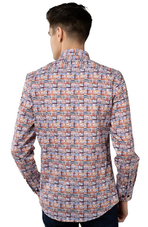 Luchiano Visconti Leo Multicolor Crisscross Boxes Shirt In Multi