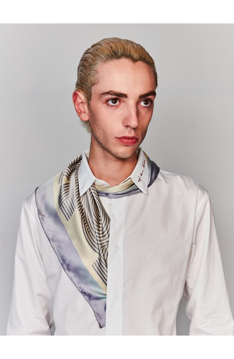 Lost Pattern "Linear Language" Silk Bandana Scarf, Alternate, color, Light Blue