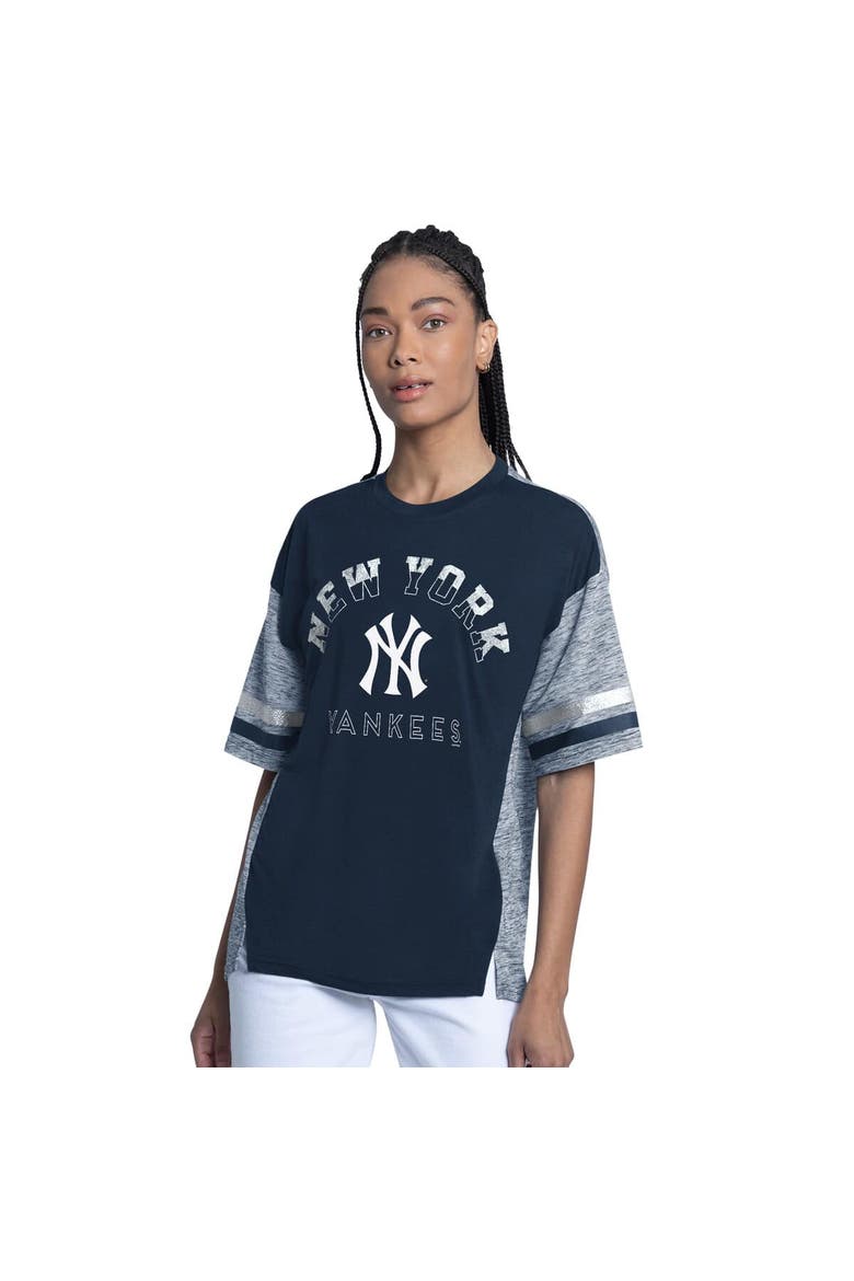 Women's G-III 4Her by Carl Banks Navy New York Yankees Off-Season Oversized Top, Main, color, Navy