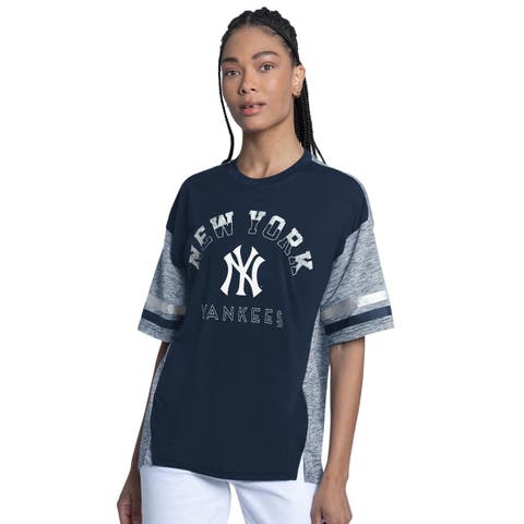 Women's G-III 4Her by Carl Banks Navy New York Yankees Off-Season Oversized Top