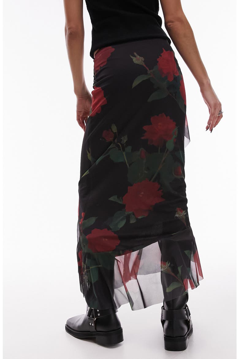 Ruffle Mesh Midi Skirt, Alternate, color, PINK