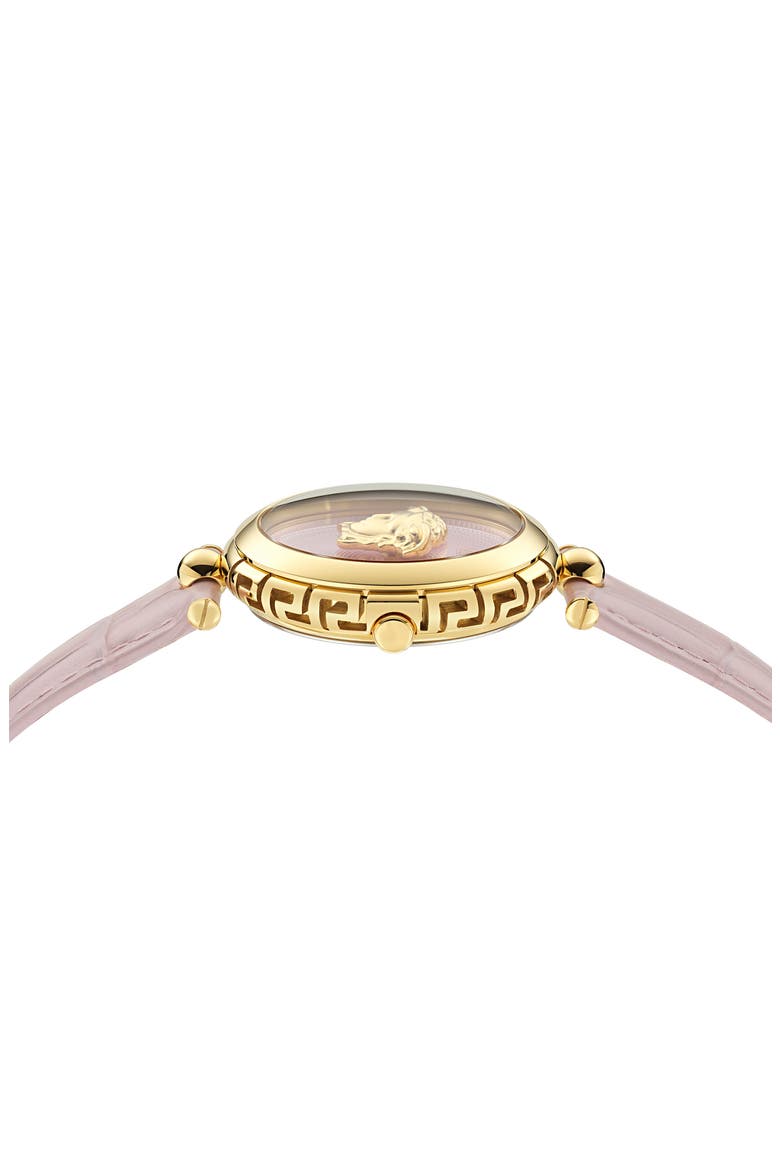 Medusa Heritage Leather Strap Watch, 38mm, Alternate, color, IP YELLOW GOLD