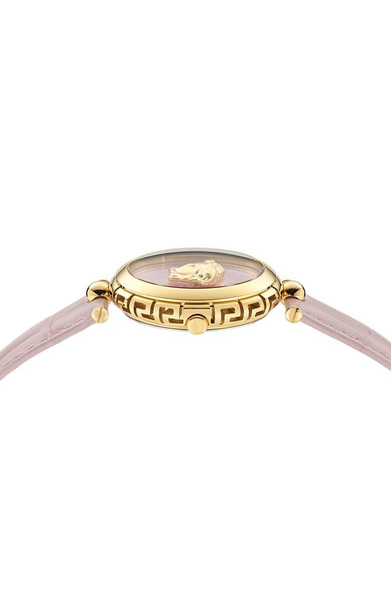 Versace Medusa Heritage Leather Strap Watch, 38mm, Alternate, color, 